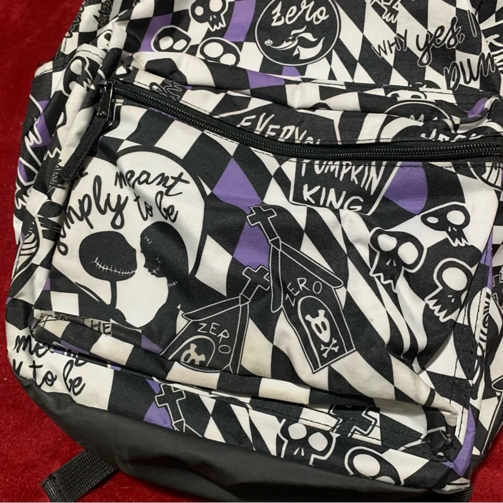 Disney The Nightmare Before Christmas Black White Purple Backpack